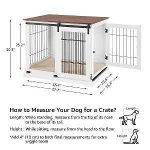 unipaws Wooden Dog Crate – Sliding Barn Door, Double Doors, Tray & Cushion - 1 of 1