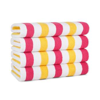 Arkwright Oversized Beach Towels (30x70, 4-Pack), Soft Ringspun Cotton Cabo Cabana Striped Beach Towel, Pool Towel, Bath Towel