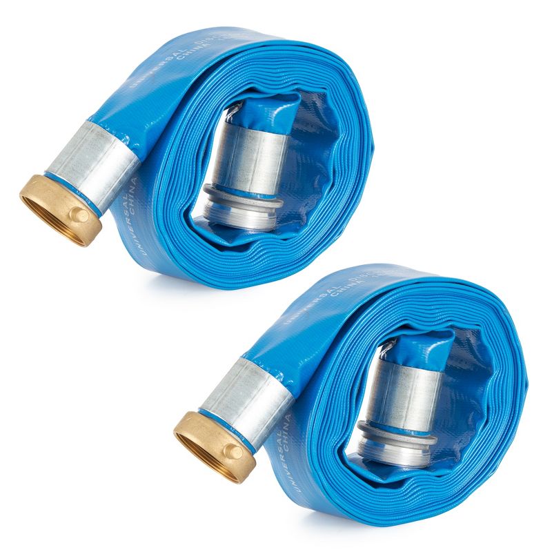 Apache 98138040 2 Inch Diameter 25 Foot Length 70 PSI Polyester-Reinforced PVC Lay Flat Pool Sump Pump Hose with Aluminum Pin-Lug Connection, (2 Pack), 1 of 7
