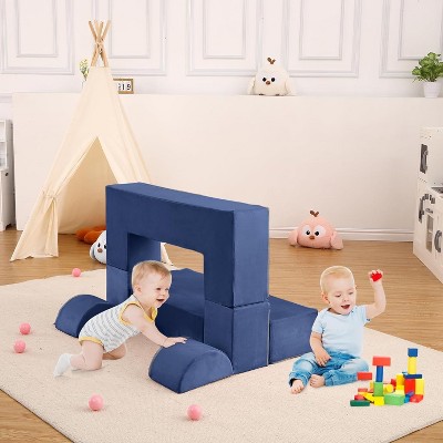 Modular Kids Couch Sofa for Toddlers and Kid's Foam Play Couch Convertible Soft Kids Sofa Set with Detachable Cushions