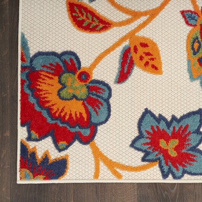Multicolor Floral Synthetic 4' x 6' Outdoor Rug