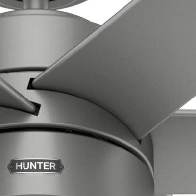 Hunter 72" Solaria Ceiling Fan Matte Silver Finish - Energy Efficient, Quiet Motor, Light Kit Included, Damp Rated