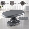Sapphtopaz High Gloss Coffee Table with Stack Shape Design Unique Side Table with Metal Base Coffee Bar End Table for Living Room, Bedroom, Gray - 2 of 4