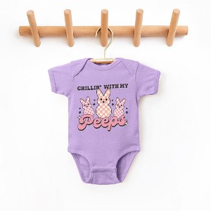 The Juniper Shop Chillin With My Peeps Checkered Baby Bodysuit - 1 of 2
