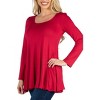 24seven Comfort Apparel Womens Long Sleeve Solid Color Swing Style Flared Tunic Top - 2 of 4