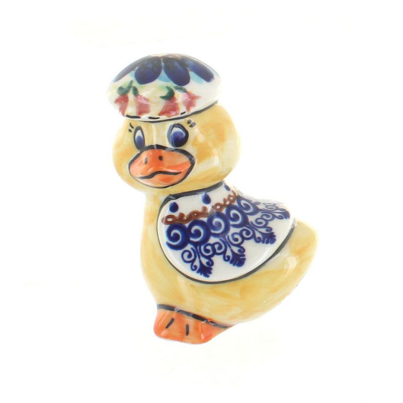 Blue Rose Polish Pottery 809 Vena Gentleman Duck with Cap, 1 of 2