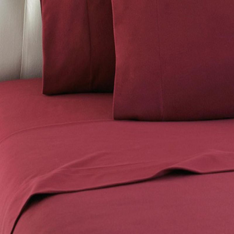Micro Flannel Shavel Durable & High Quality Luxurious Sheet Set Including Flat Sheet, Fitted Sheet & Pillowcase, Twin XL - Wine, 2 of 4