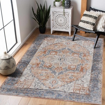 Hauteloom Blue Orange Hera Washable area rug