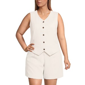 Women's Crepe Button Front Vest - 1 of 4