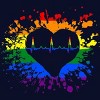 Adult Design By Humans Pride Heartbeat EKG Splatter By LegatoTendo T-Shirt - 2 of 2