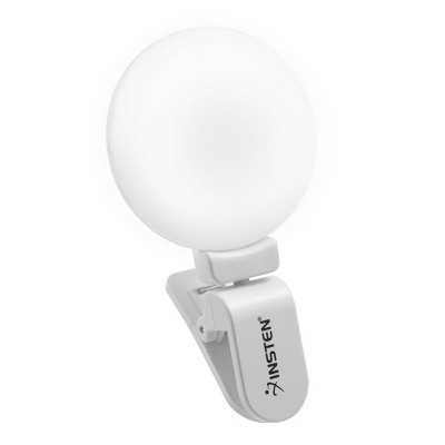 Insten Video Conference Lighting Kit, LED Mini Ring Lights Clip on (Small, Thumb Size Clip) for Phone & Tablet, Dimmable, Button Control