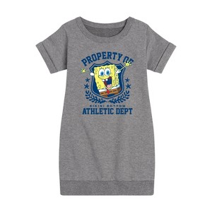 - SpongeBob SquarePants - Property Of Bikini Bottom Graphic Short Sleeve Fleece Dress - 1 of 4