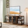 70In TV Stand, Entermainment Center with Storage Cabinet & 2 Mesh Doors, Wood Rustic TV Console, 2 Tier Farmhouse TV Table for Living Room, Bedroom - 4 of 4