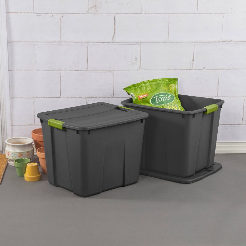 Sterilite 20gal Latching Tote Gray/Green, 4 of 14