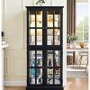 Vynxaria Antique Glass High Cabinet: Grid Doors, Adjustable Shelves, Integrated Lighting for Books/Collectibles - 3 of 4