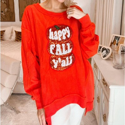 Women's Happy Fall Y'all Pumpkin Patch Sweatshirt - FANTASTIC FAWN