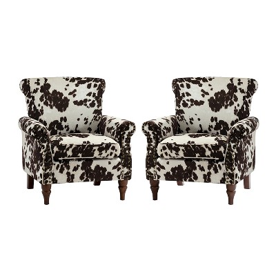 Set of 2 Araceli Traditional Wooden Upholstered Floral Armchair with Wingback and Nailhead Trim | ARTFUL LIVING DESIGN