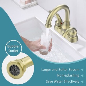 Swan Style 2-Handle Bathroom Faucet – 4" Centerset Vanity Sink with Aerator, Pop-Up Drain and Supply Hoses - 1 of 4