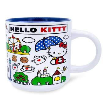 Silver Buffalo Sanrio Hello Kitty Red Map Ceramic Mug | Holds 13 Ounces