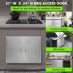 BBQ Access Door， Garvee Grill Door Double Door Brushed Stainless Steel, Outdoor Kitchen Doors for BBQ Island Grilling Station - 1 of 4