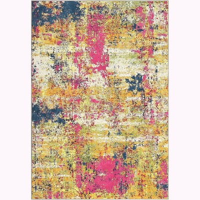 Modern Abstract Washable Rug - Soft Low-Pile, Non-Slip Indoor Carpet for Living Room, Bedroom, Office