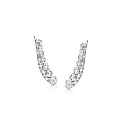 Ross-Simons 0.50 ct. t.w. Bezel-Set Diamond Ear Climbers in Sterling Silver