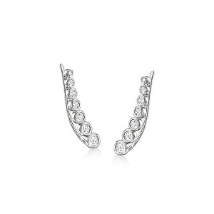Ross-Simons 0.50 ct. t.w. Bezel-Set Diamond Ear Climbers in Sterling Silver - 1 of 3