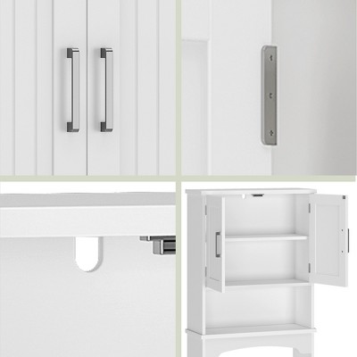 Over The Toilet Storage Cabinet, Freestanding Double Door Bathroom Storage Organizer with Anti-Tip Device
