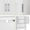 Above-toilet storage cabinet, double-door bathroom storage rack with anti-tipping device and open shelves. - 2 of 4