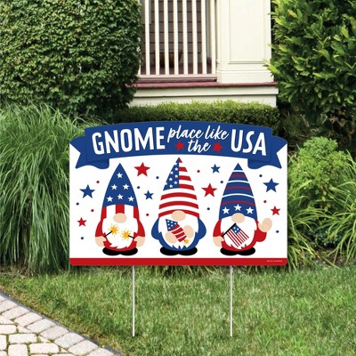 Big Dot of Happiness Patriotic Gnomes - Memorial Day, 4th of July and Labor Day Gnome Party Yard Sign Lawn Decorations - Party Yardy Sign