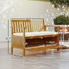 Outdoor Bench with Storage Compartment, Acacia Wood Patio Bench with Cushion, 2 Seater Garden Bench - 3 of 4