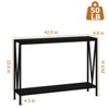 2-Tier Narrow Console Sofa Table with Storage Shelf, Metal Frame Wood Entryway Table with V Side Design, Side Table for Entryway, Living Room - 4 of 4