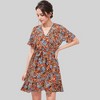 Anna-Kaci Women's Floral Print V-Neck Dress with Waist Tie and Flared Hem - 3 of 3
