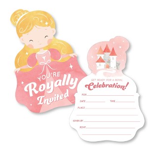 Big Dot of Happiness Princess Birthday Invitations, You're Invited Pink Royal Princess-Shaped Party Fill-In Invitation Cards with Envelopes, Set of 12 - 1 of 4