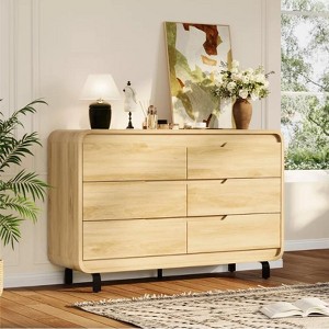 Nasitip 6-Drawer Dresser, Wooden Chest of Drawers with Anti-Tip Kit, Rounded Corners & Metal Legs for Home,Office - 1 of 4