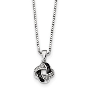 Black Bow Jewelry Black & White Diamond 10mm Knot Necklace in Sterling Silver - 1 of 4