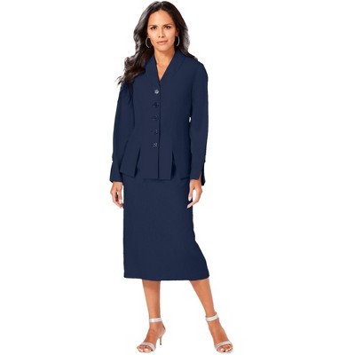 Roaman's Women's Plus Size Two-Piece Skirt Suit With Shawl-Collar Jacket  Skirt Suit 