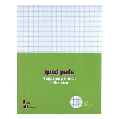 MyOfficeInnovations Graph Pads 8.5" x 11" Graph White 50 Sh./Pad 6 Pads/PK 412593