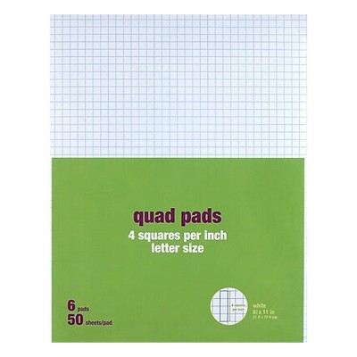 MyOfficeInnovations Graph Pads 8.5" x 11" Graph White 50 Sh./Pad 6 Pads/PK 412593