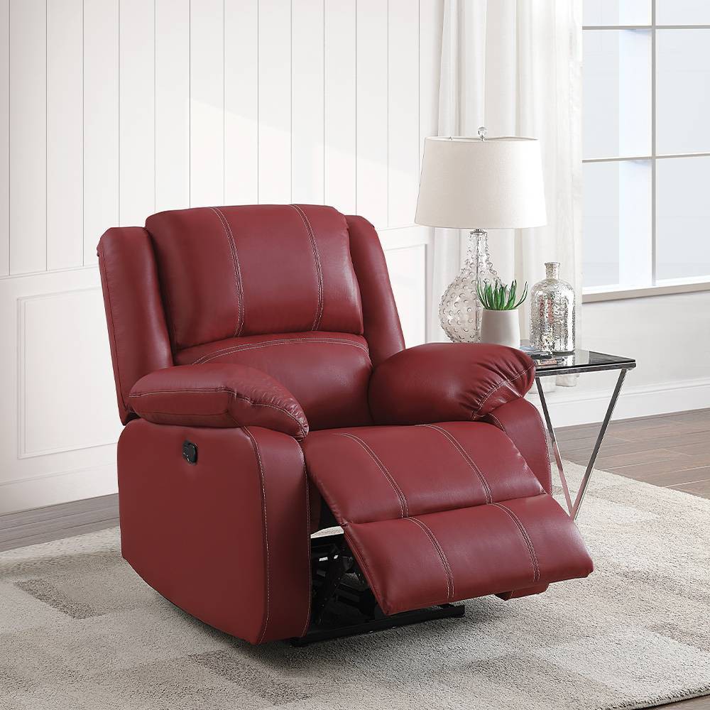 Photos - Chair 37" Zuriel PU Rocker Recliner Red - Acme Furniture