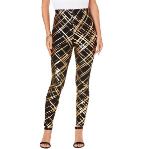 Roaman's Women's Plus Size Foil-Print Legging - 1 of 4