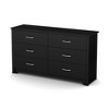 South Shore Fusion 6 Drawer Double Dresser Pure Black: Laminated Particle Board, Anti-Tip Hardware - 2 of 4