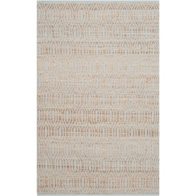 Silver and Natural Geometric Cotton Handmade 4' x 6' Rug