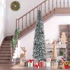 HOMCOM 9 FT Unlit Snow-Flocked Slim Artificial Christmas Tree with Realistic Branches and 1014 Tips - 2 of 4