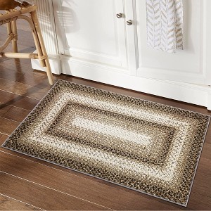 Modern Braided Print Area Rug Boho Rug Geometric Rug Washable Living Room Bedroom Rug - 1 of 4