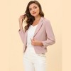 INSPIRE CHIC Women's Open Front Office Long Sleeve Lightweight Printed Floral Crop Suit Blazer - 2 of 4
