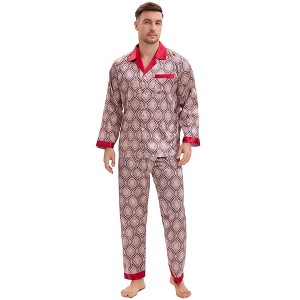 INSPIRE CHIC Men's 2 Pieces Button Down Printing Sleepshirt Casual Pattern Pajamas Set - 1 of 4