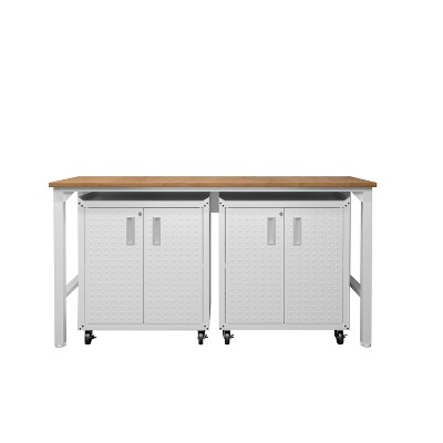 Manhattan Comfort Fortress 3pc Mobile Space Saving Garage Cabinet and Worktable Set 1.0