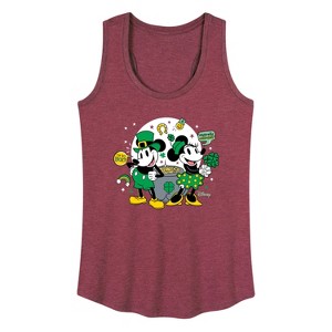 Women's - Disney - Mickey And Minnie Pot Of Gold Graphic Racerback Tank - 1 of 4