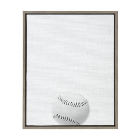 18" x 24" Sylvie Baseball Portrait Framed Canvas Gray - DesignOvation: Modern Wall Art for Sports Decor - image 1 of 4